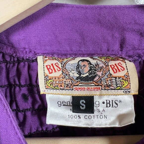 Vintage Gene Ewing BIS Crinkle Jacket Size Small Purple 80s Button Front USA - Picture 3 of 10